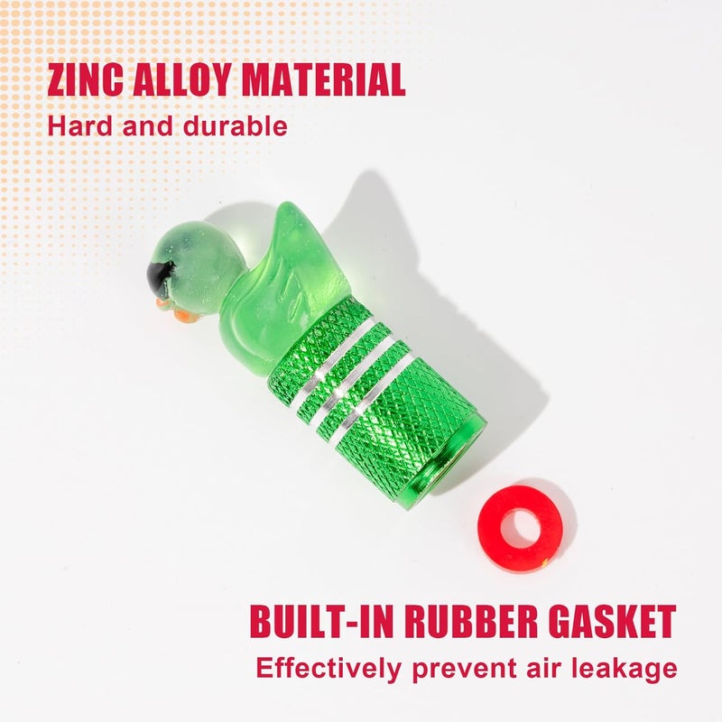 Rislobx 4Pcs Tire Valve Stem Cap Cover for Car SUV Truck, Valve Cover with Funny Duck Sunglasses, Decorative Tire Valve Caps Wheel Accessories (Green Sunglasses Duck) - Image 2